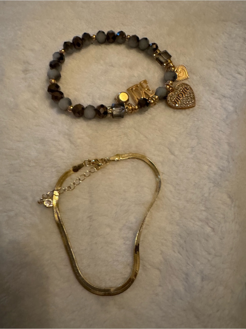 Gold-Tone Beaded Charm Bracelet with Heart Pendant - & gold chain bracelet